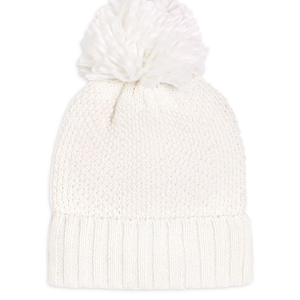 NWT Miles Baby White Waffle Knit Hat - off white 18/24
